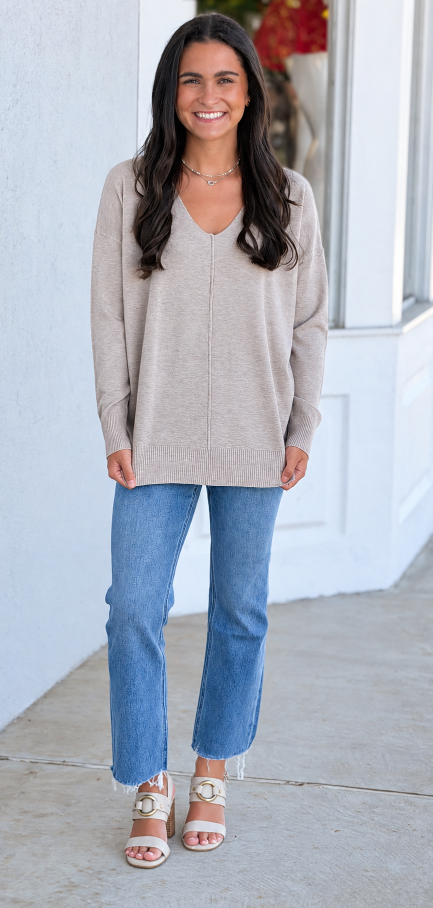 Viscose Front Seam Sweater, H Mocha