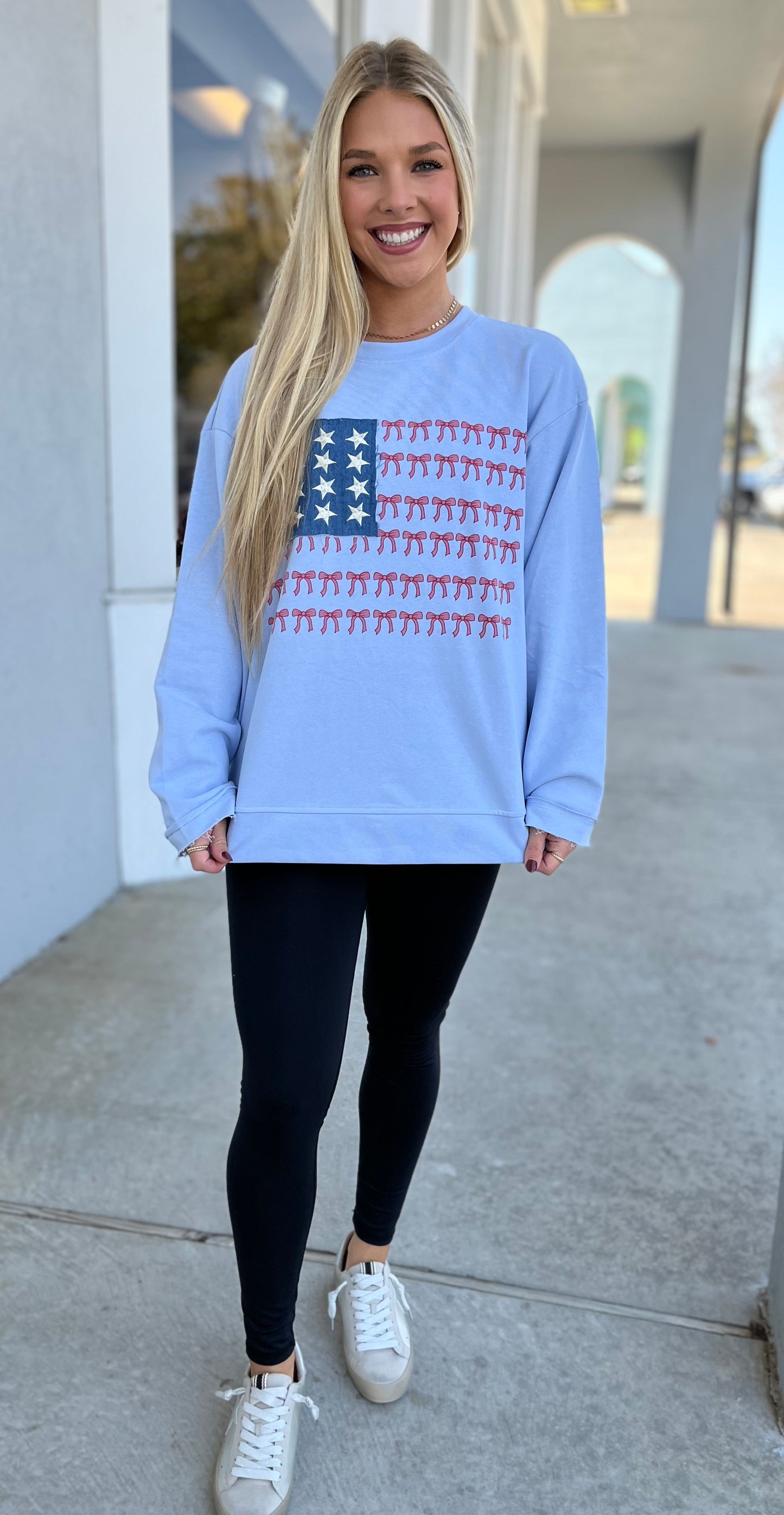 Sky Blue American Flag Pullover