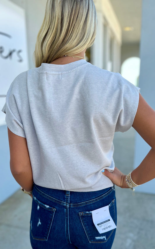 Round Neck Dolman Sleeve Sweater, Bone