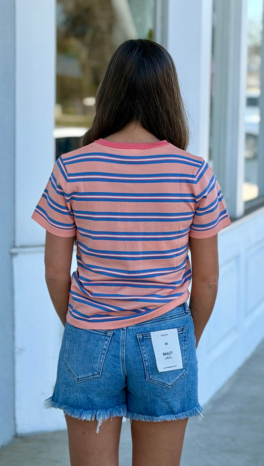 Melon Combo Multi Striped Tee