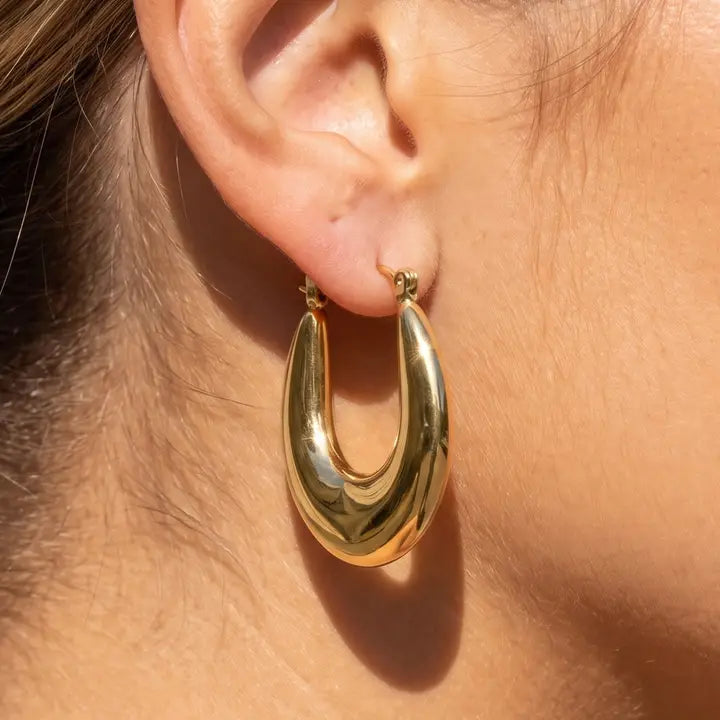 Gold Dipped Puffy Hoop Earrings