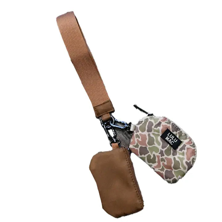 Dark Camo/Brown Lulu Mac Double Pouch Wristlet