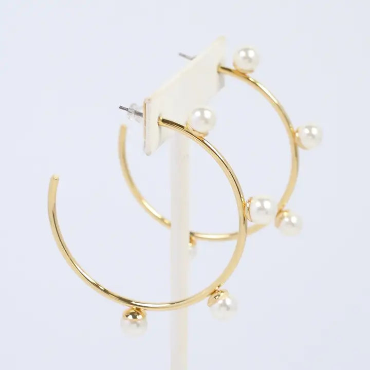 Welles Pearl Embellished Hoops