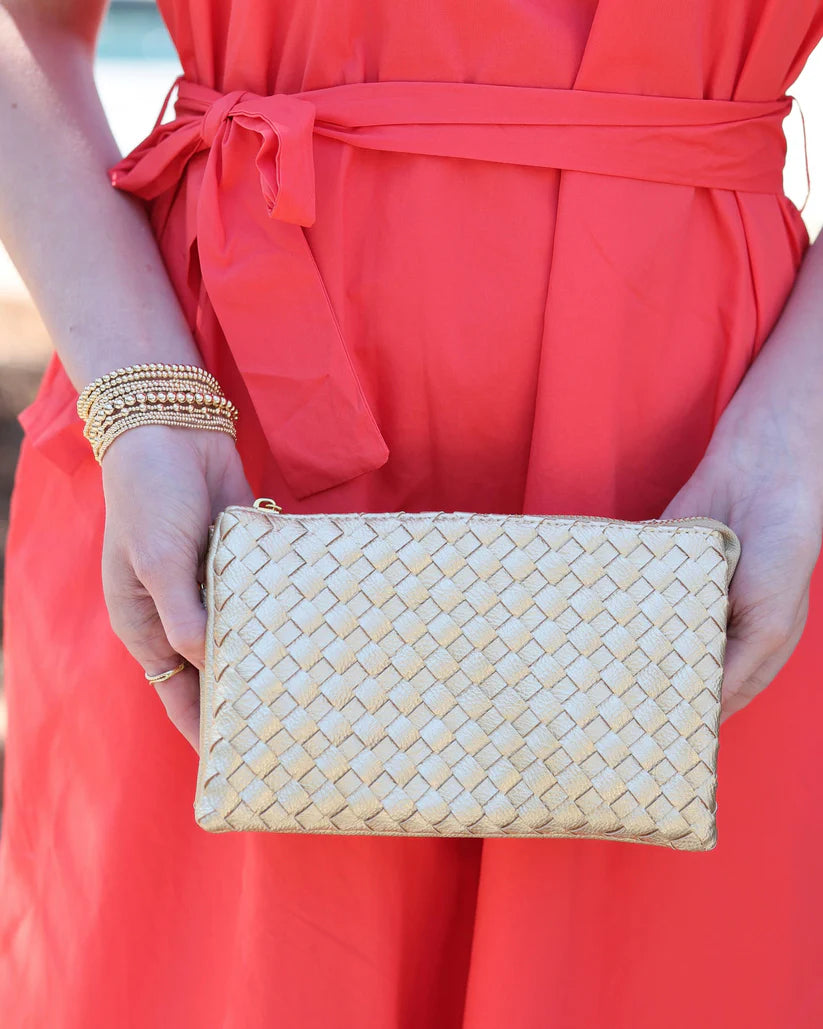 Liz Crossbody , Woven Gold