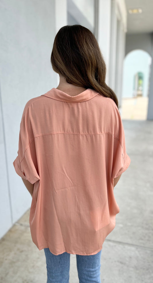 Apricot Button Down Top