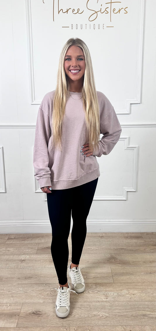 Dusty Pink Cotton Crew Neck