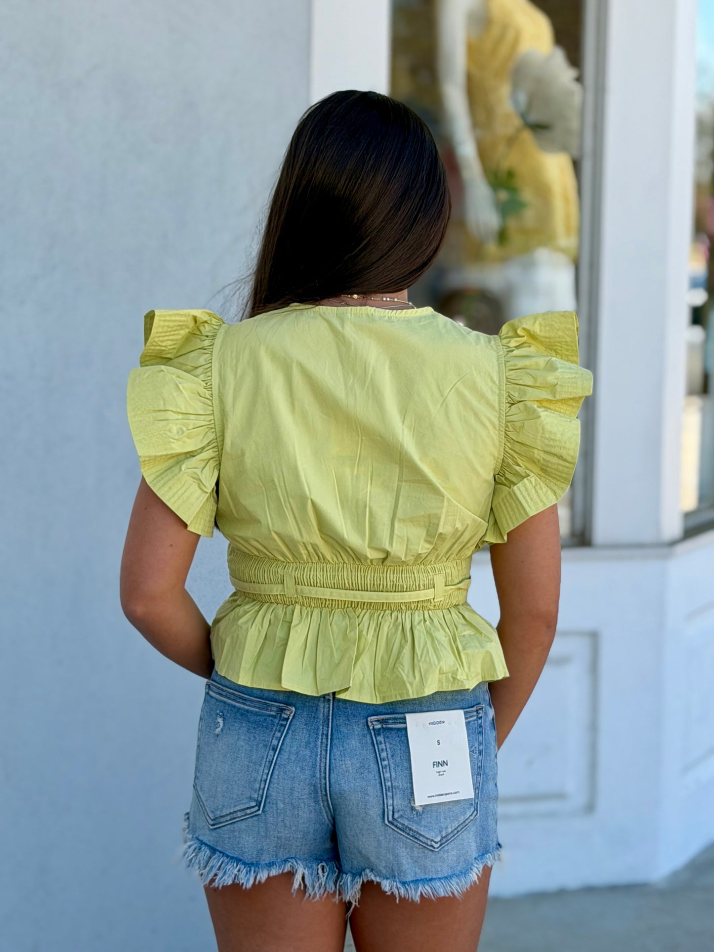 Lime Sherbert Peplum Poplin Top