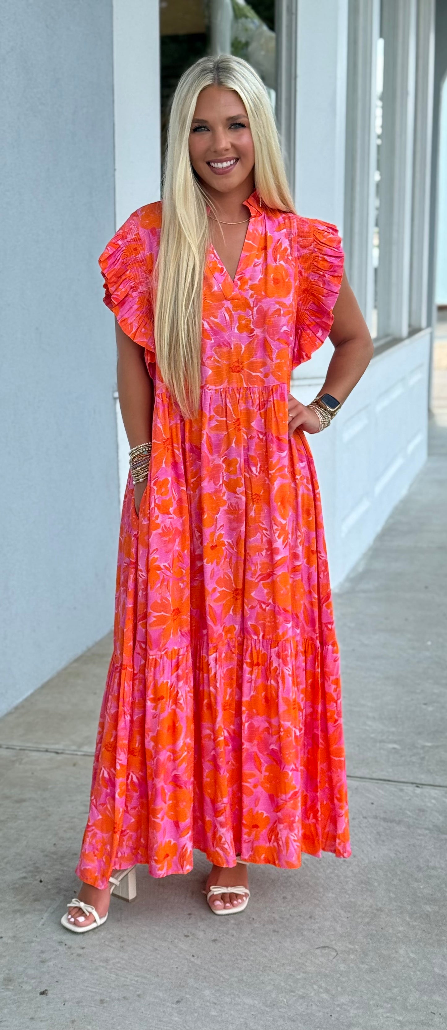 Orange Floral Maxi Dress