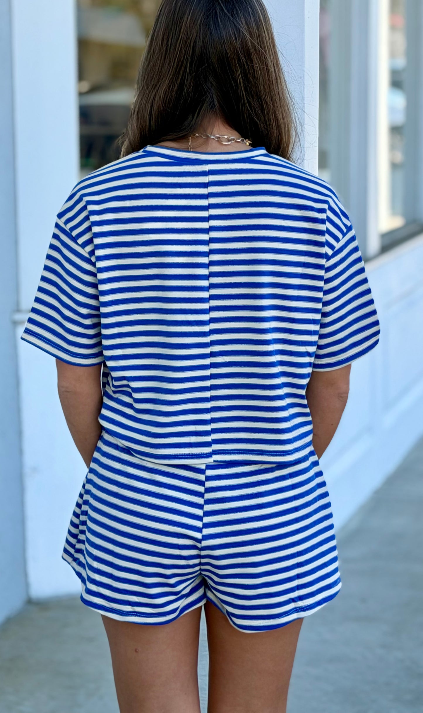 Blue Striped Short SET
