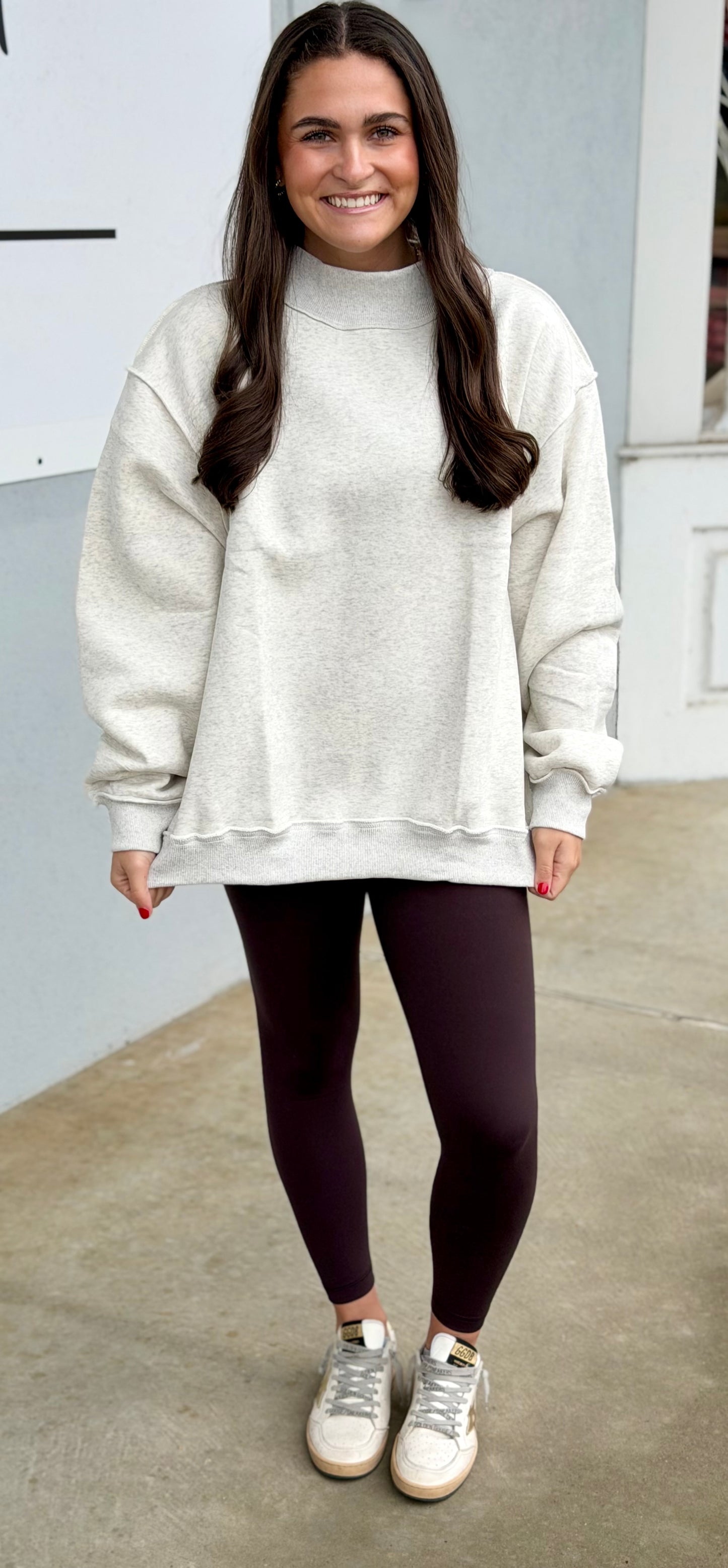 Ash Grey Cross/Jesus Saves Reversible Mock Neck