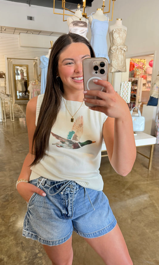 Ivory Mallard Duck Printed Tank