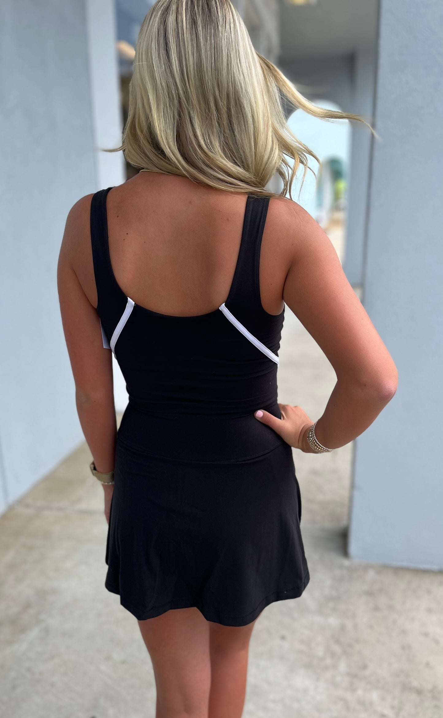 Butter V Neck Tank Top , Black/White