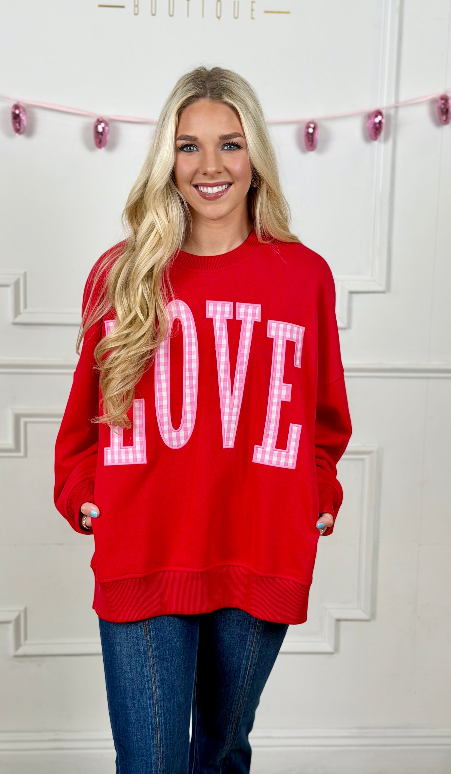 Red Love Patch Sweatshirt