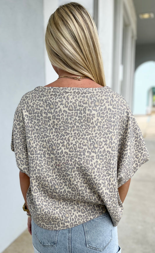 Leopard Button Front Sweater Vest Top