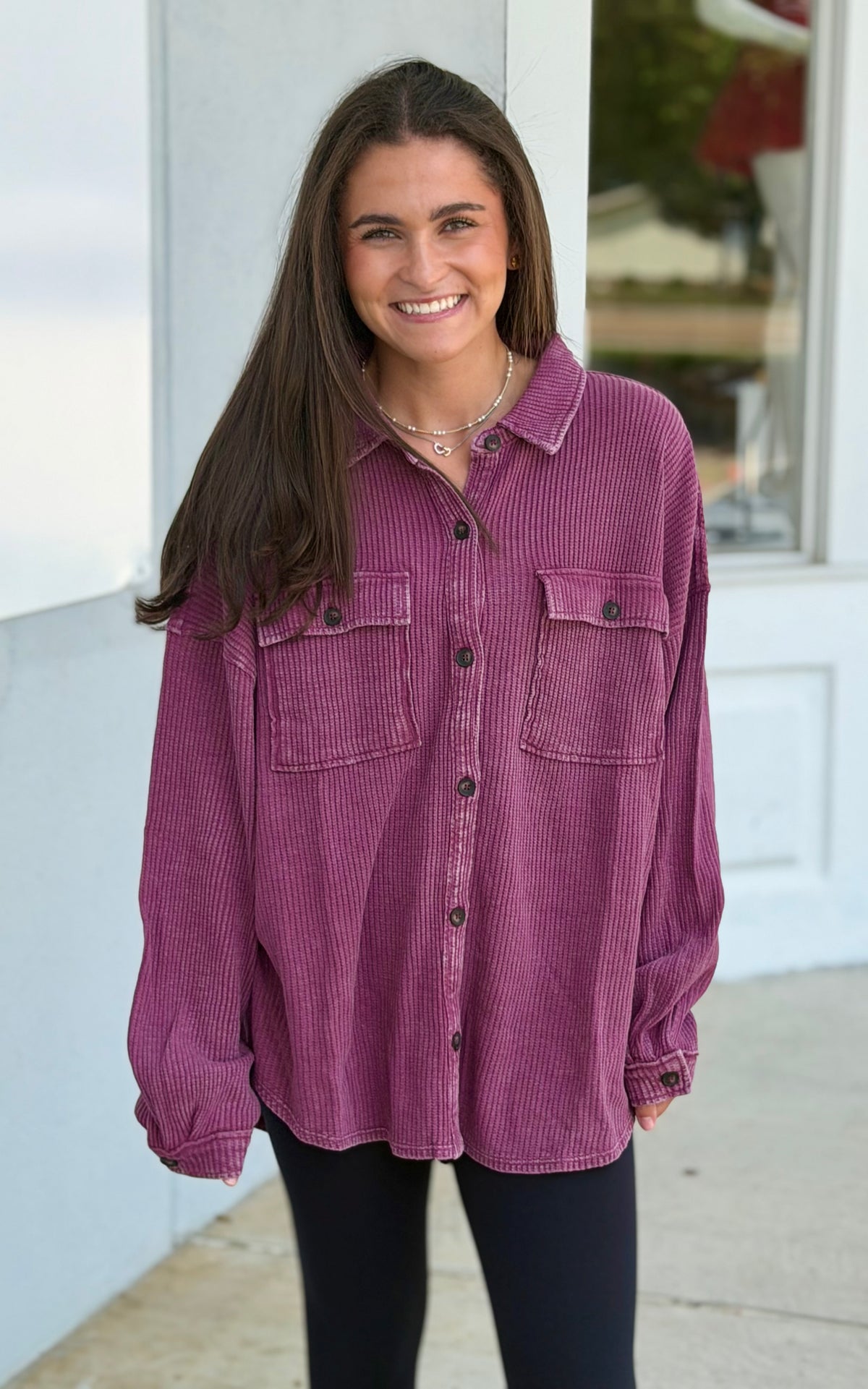 Mineral Washed Shacket, Dark Cherry