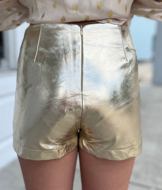 Lt Gold Metallic Shorts