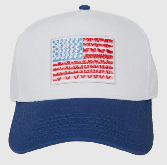 Two Toned Hat, Blue & White Flag