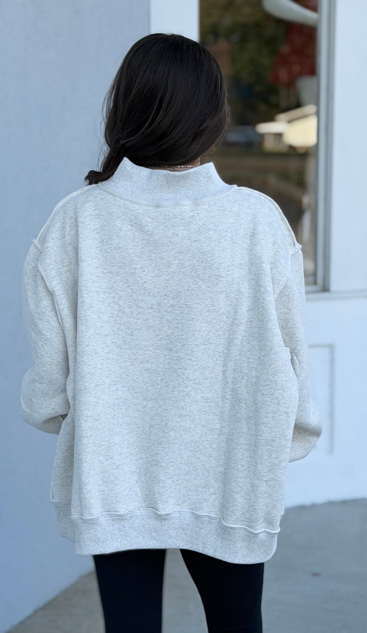 Ash Grey Embroidered Mock Neck SAVED