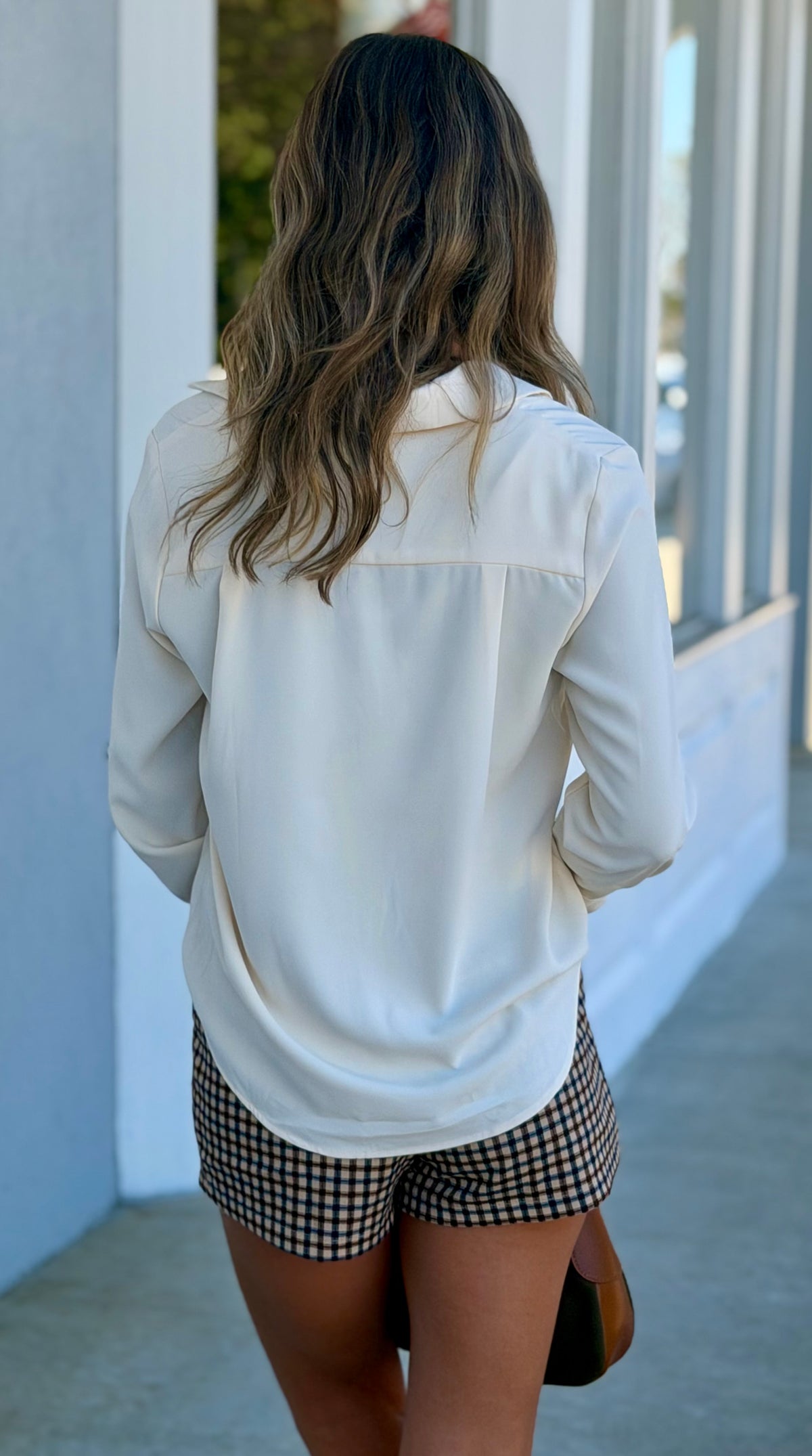 Bone Collared V Neck Blouse