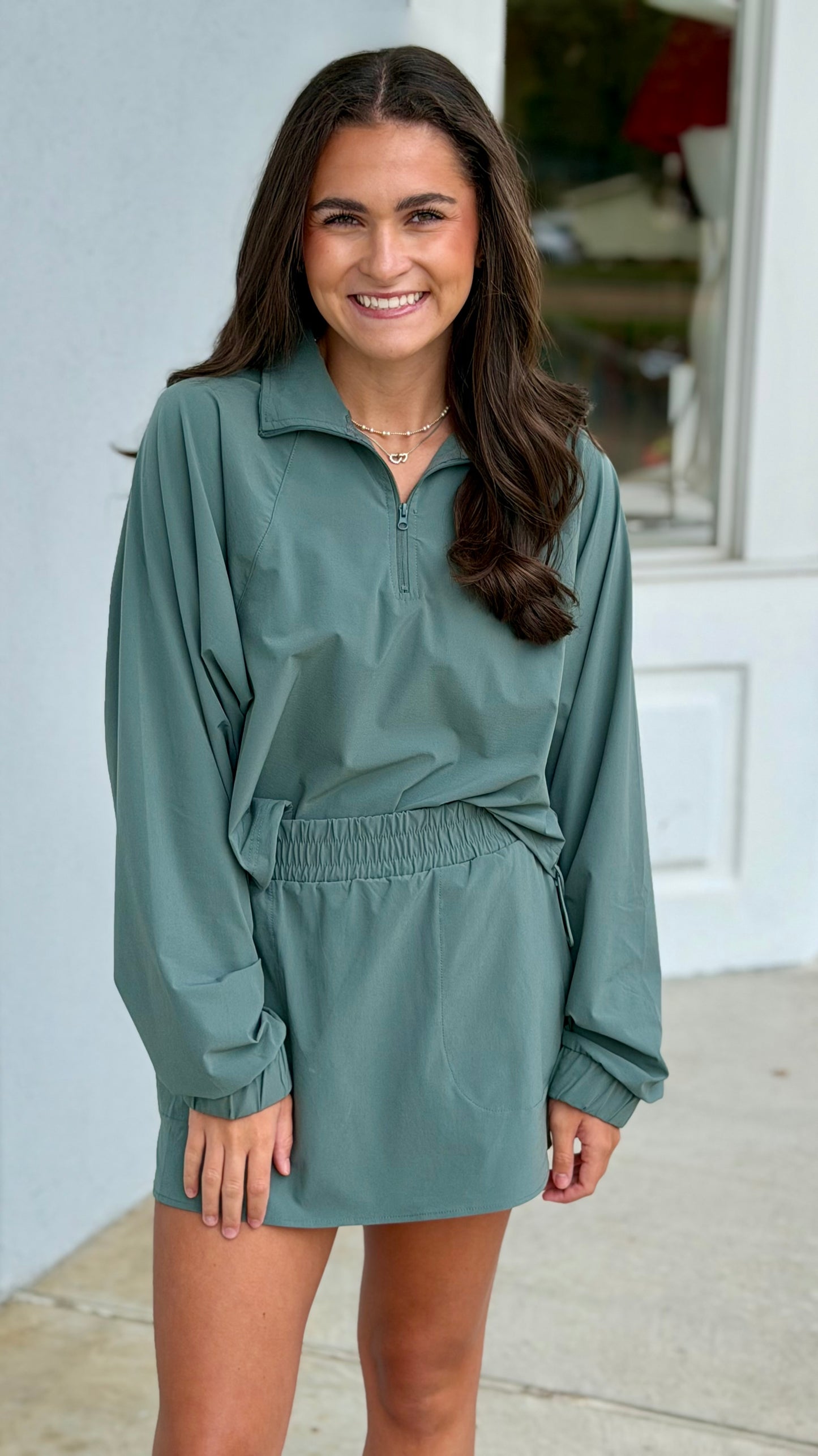 Sculpt Half Zip Pullover , Eucalyptus