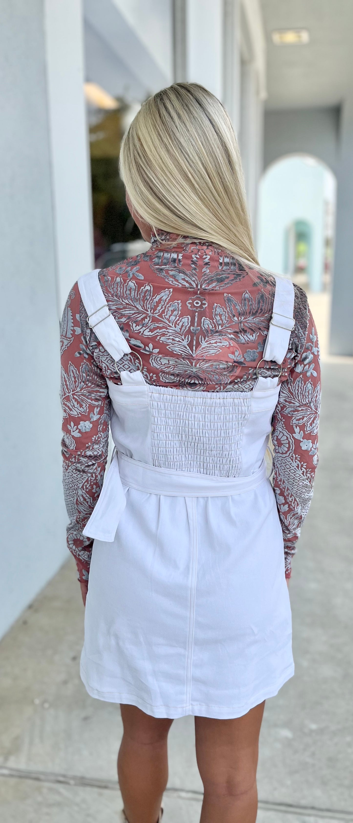 Dusty Rose Burnout Velvet Mock Neck Top