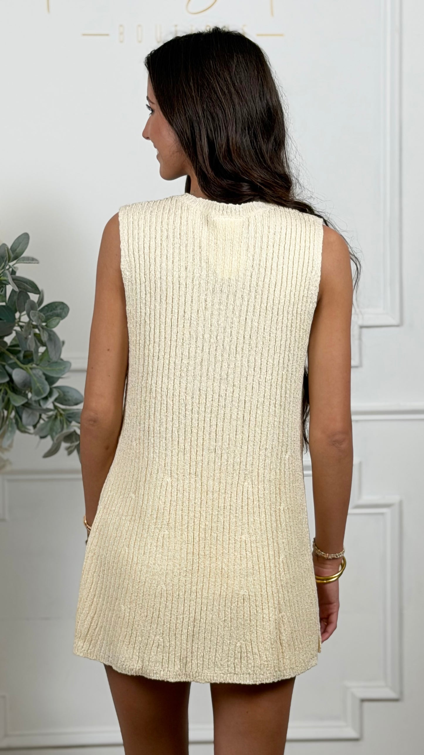 Knit Sweater Top & Shorts SET, Ecru