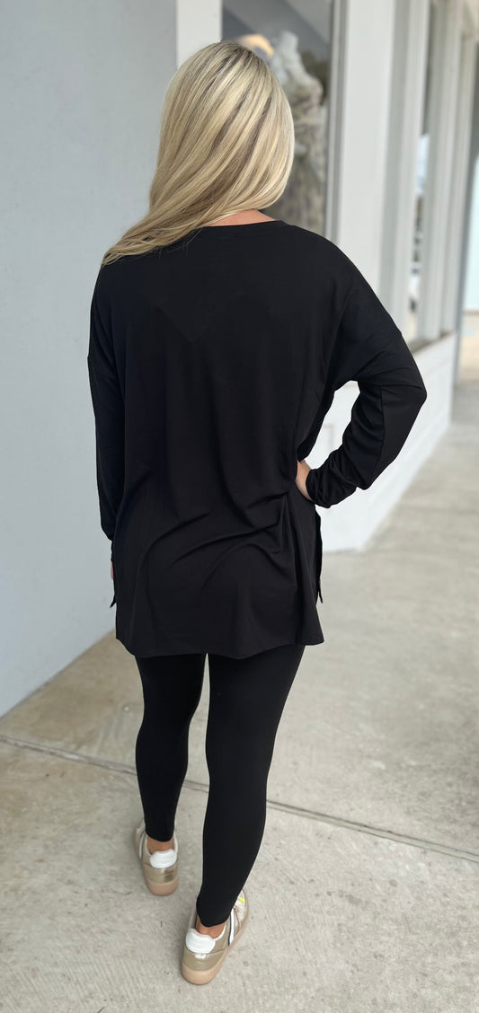Brushed Loungewear Set, Black