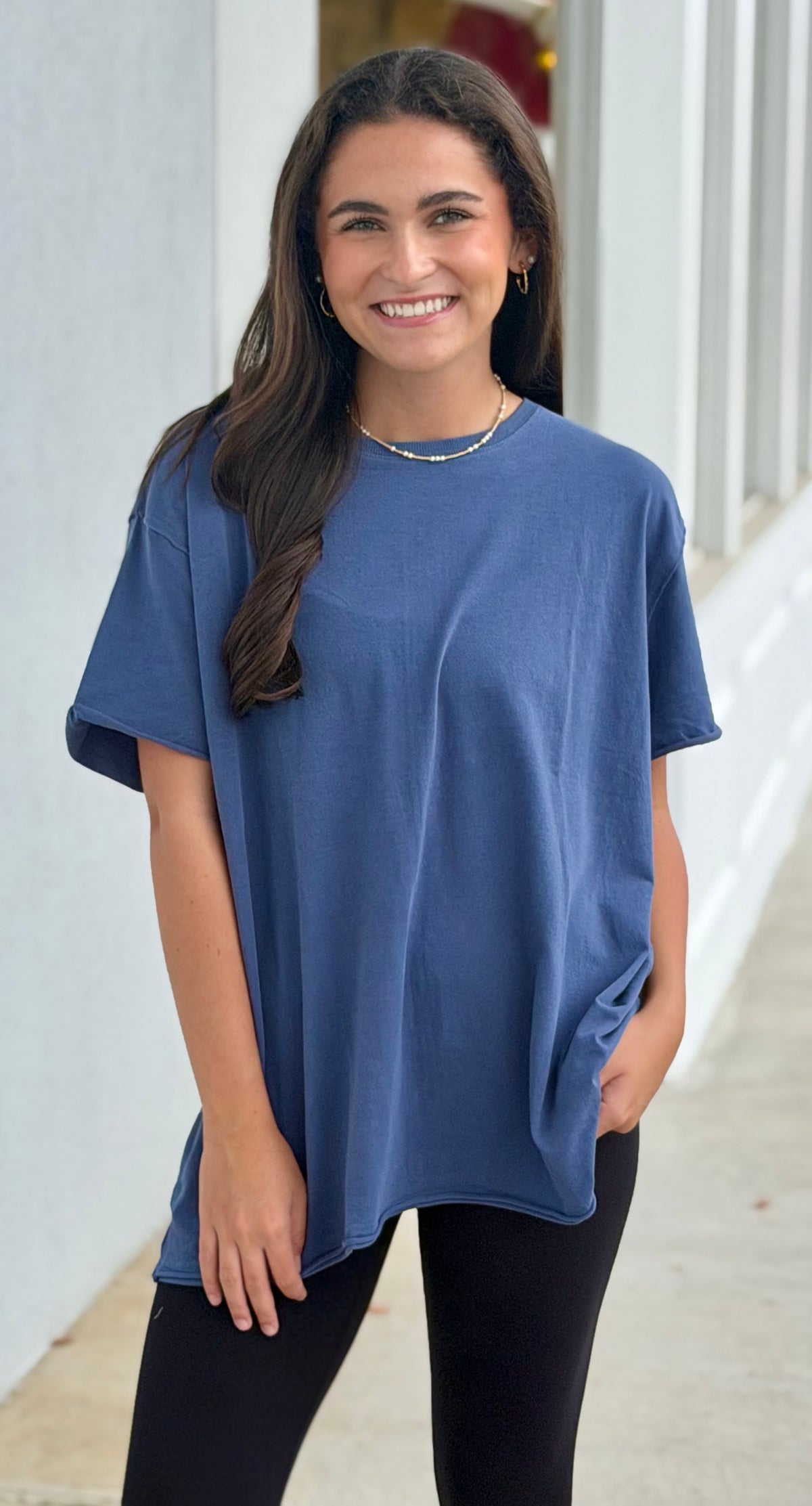 Pima Cotton Center-Seam Oversized Tee, Ocean