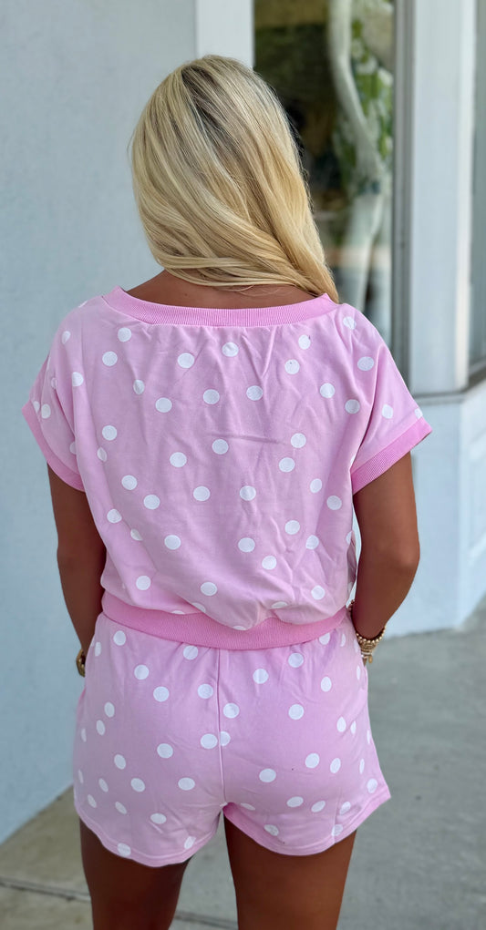 Polka Dot Top and Short SET, Pink