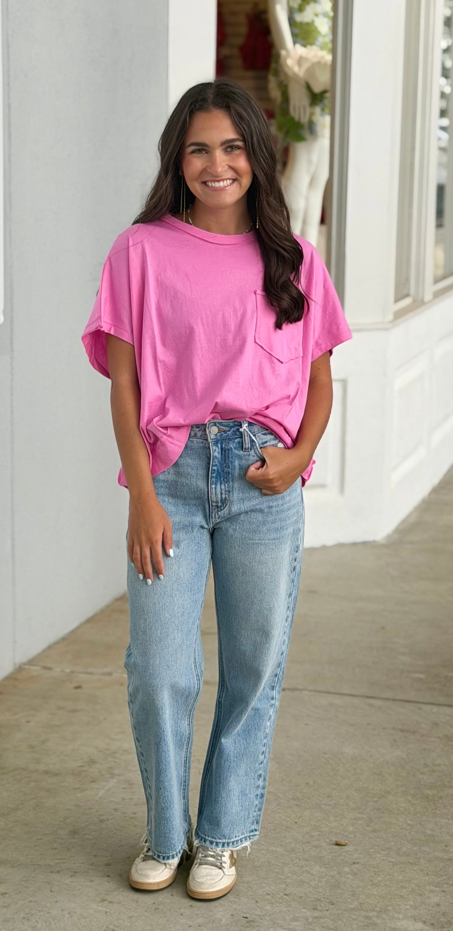 Oversized Boxy Top, Candy Pink
