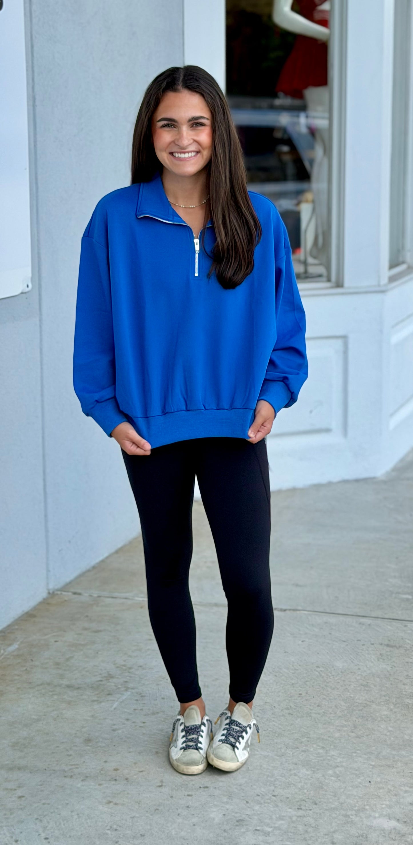 Long Sleeve Half Zip Sweatshirt, R. Blue