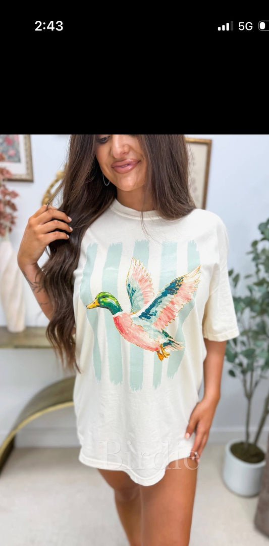 Striped Preppy Duck Graphic Tee