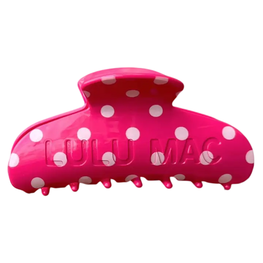 Lulu Mac Hair Clip, Hot Pink/White Dot