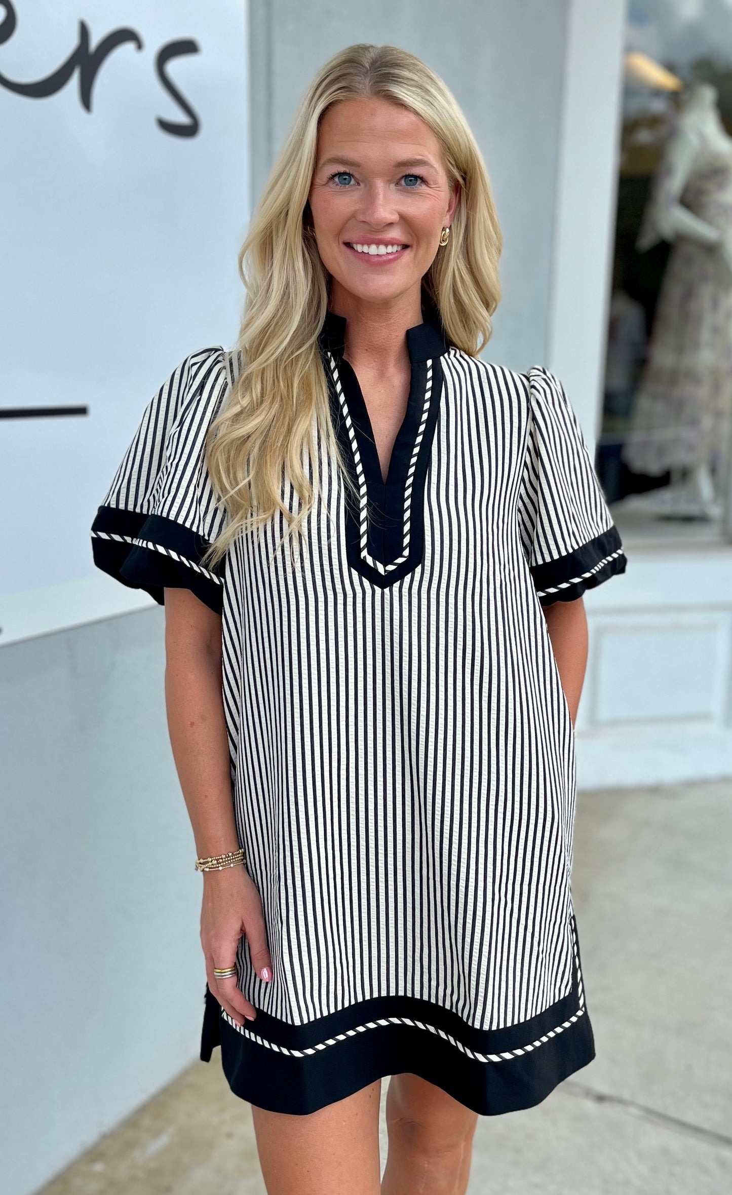 Black/White Striped Mini Dress