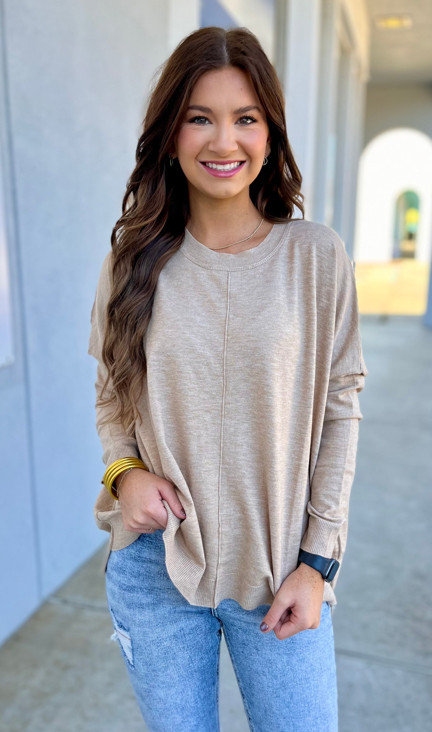 Oatmeal Round Neck Sweater