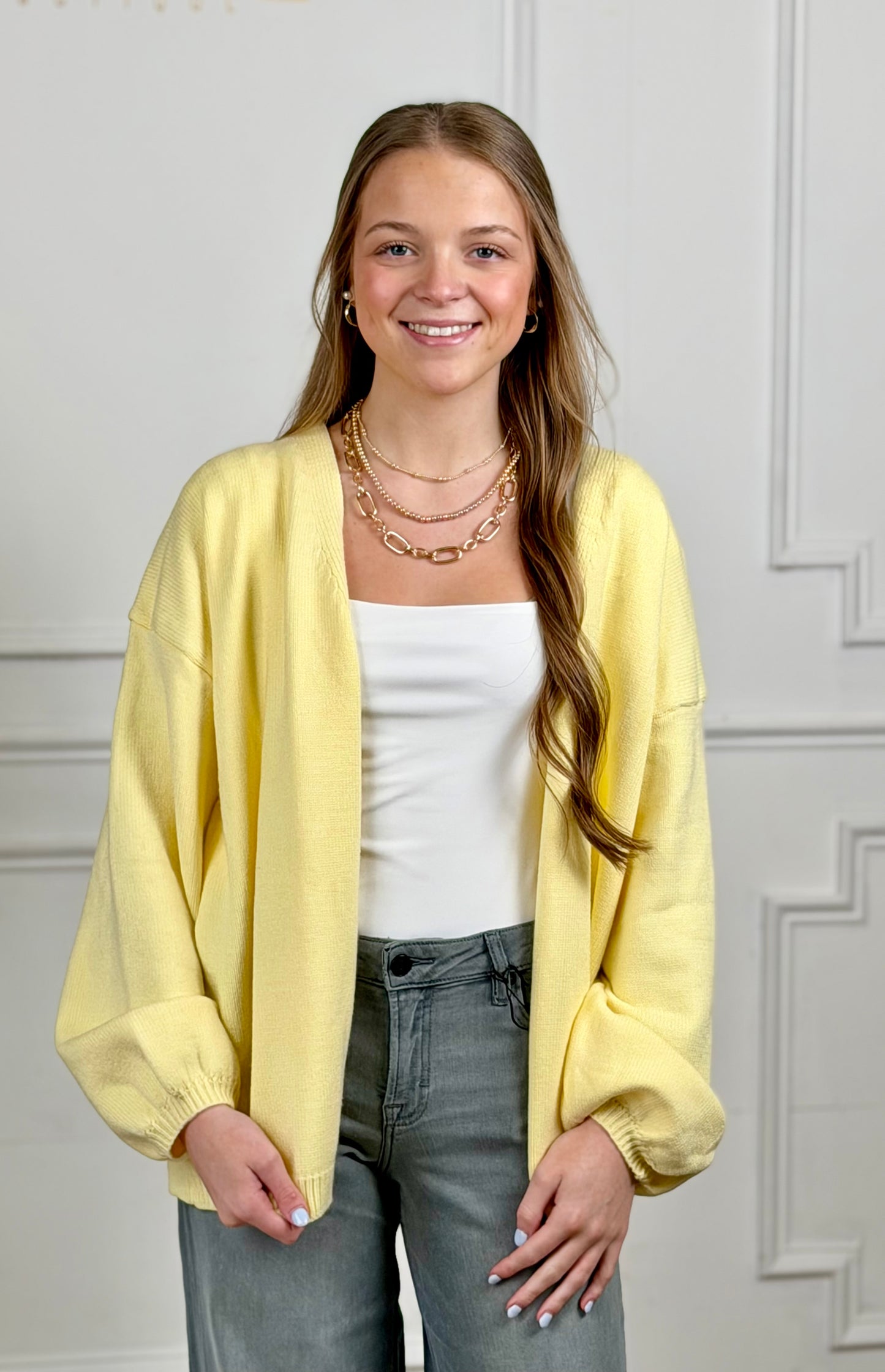 Sweater Cardigan, Lemon