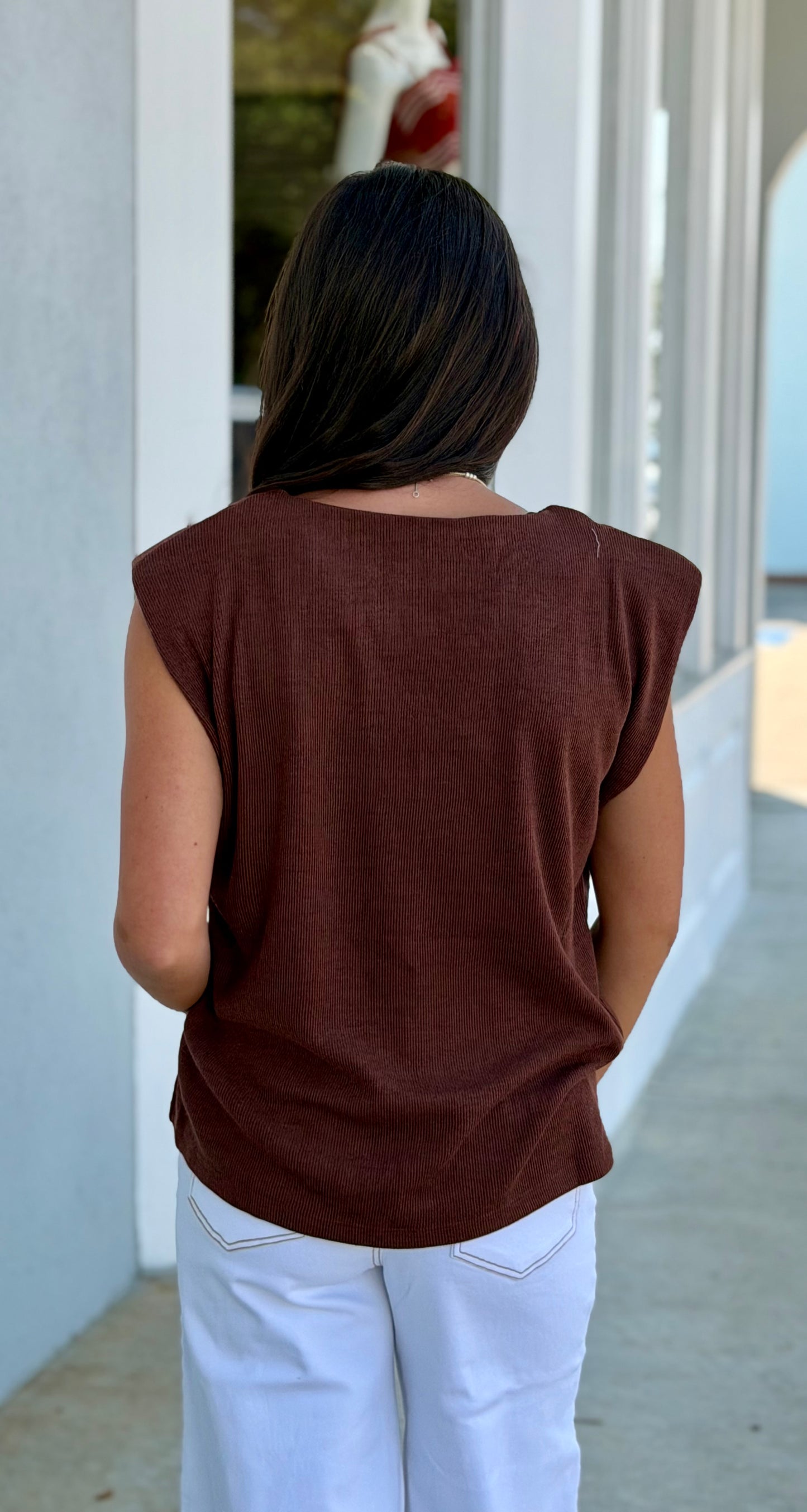 Top with Light Padded Shoulders , Brown