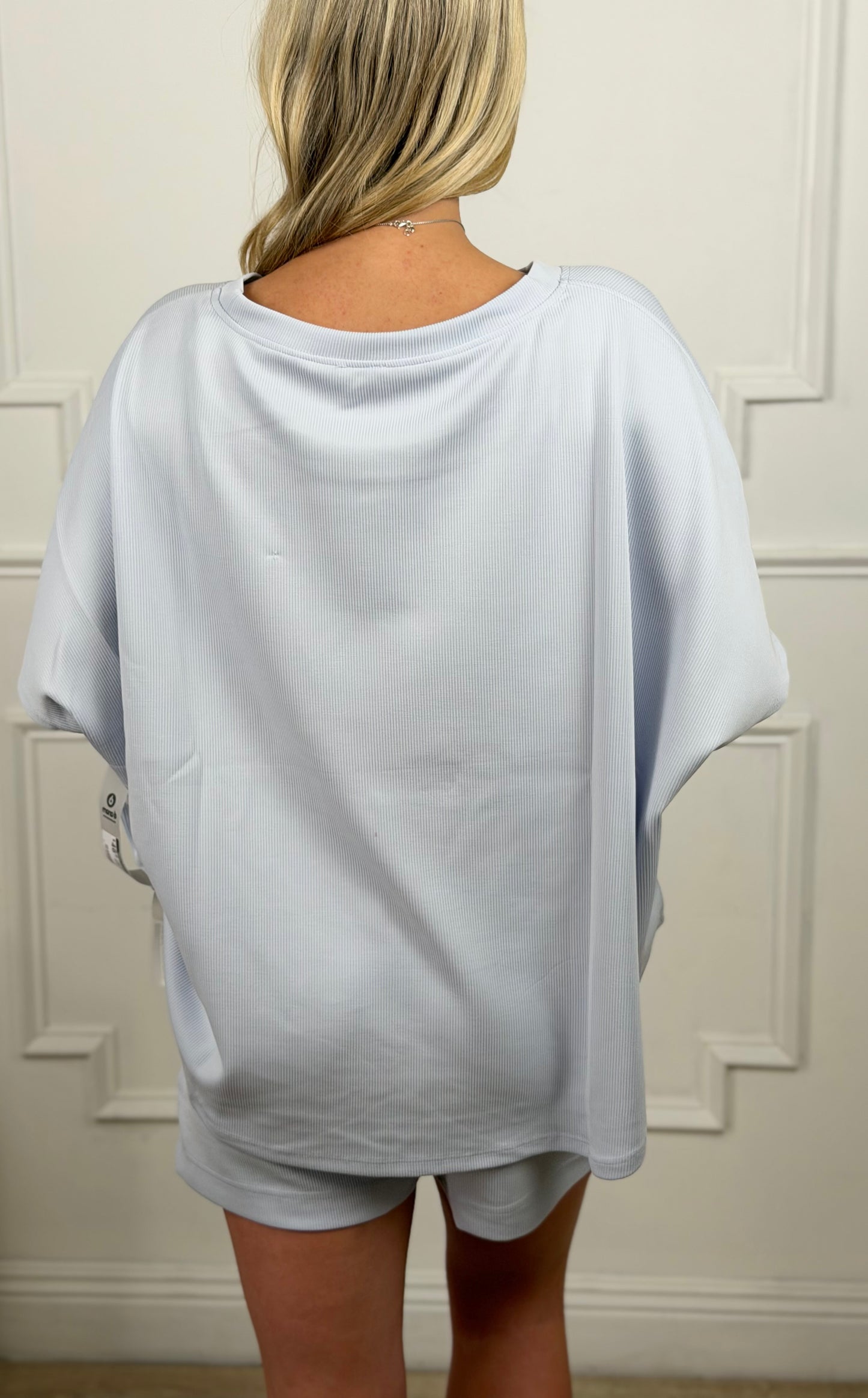 Luxe Sand Wash Rib Dolman Top, Halogen Blue