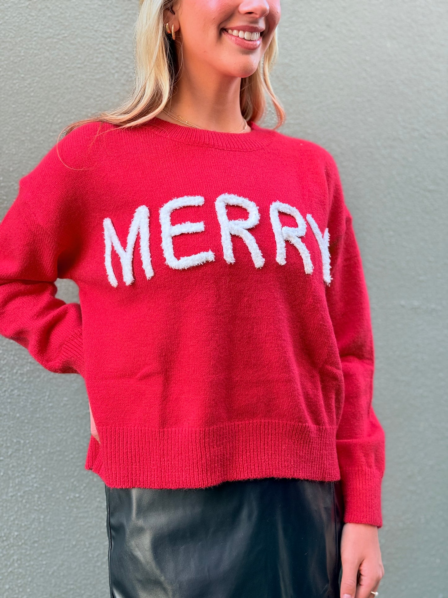 Merry Fluffy Patch Sweater