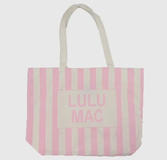 Lulu Mac Pink/White Stripe Canvas Tote