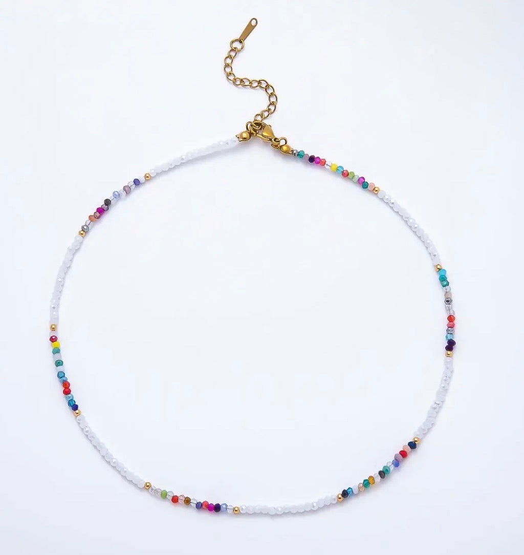 Handmade 2mm Multicolor Crystal Gemstone 16in Necklace