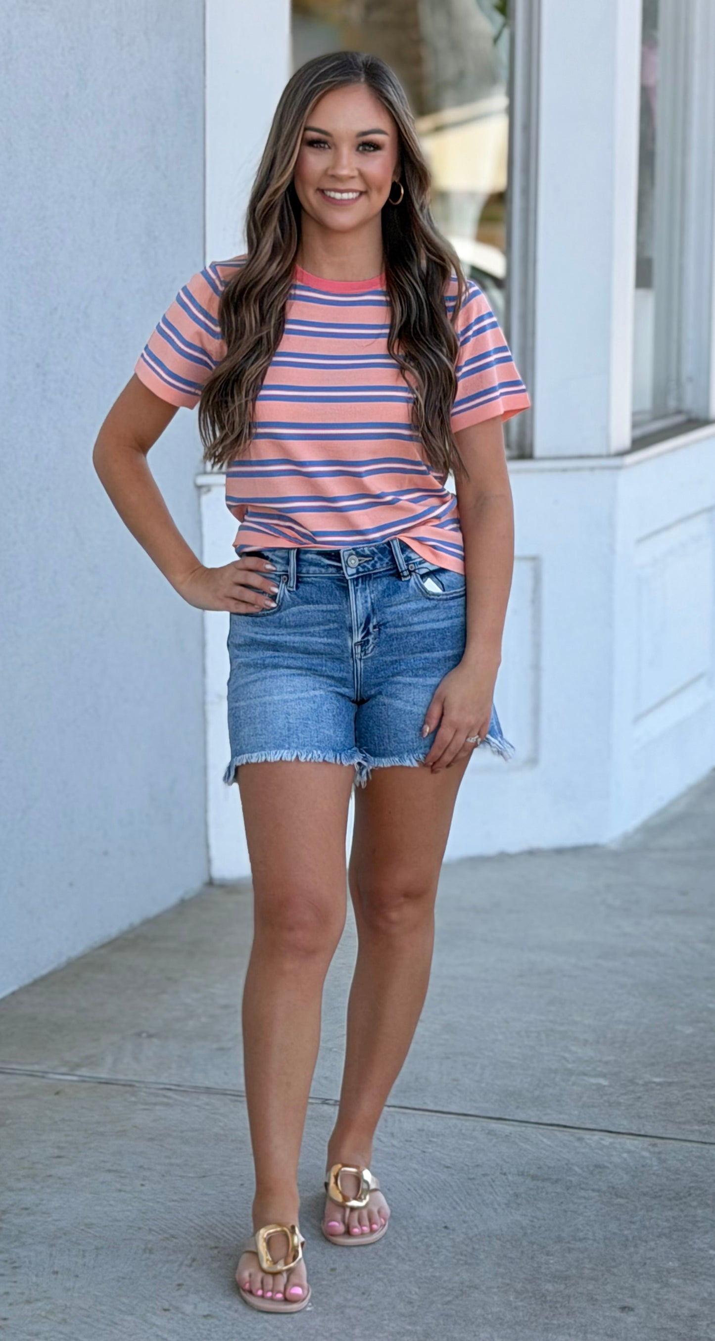 Melon Combo Multi Striped Tee