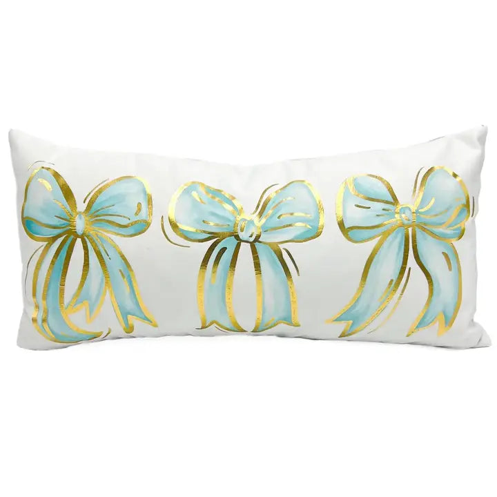 Gold Foil Tiffany Bows Pillow Polyester