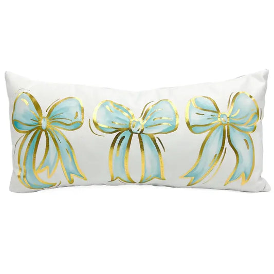 Gold Foil Tiffany Bows Pillow Polyester