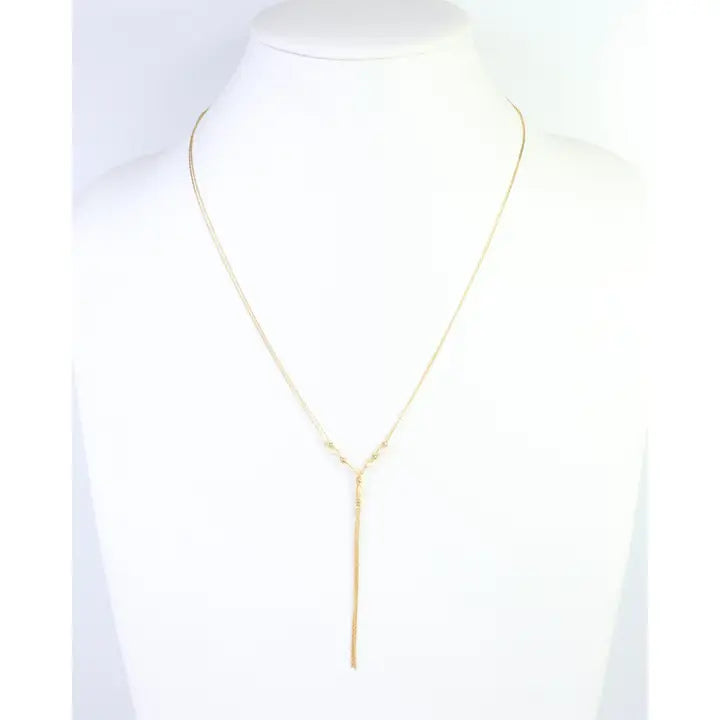 Merida Beaded Tassel Necklace Pearl