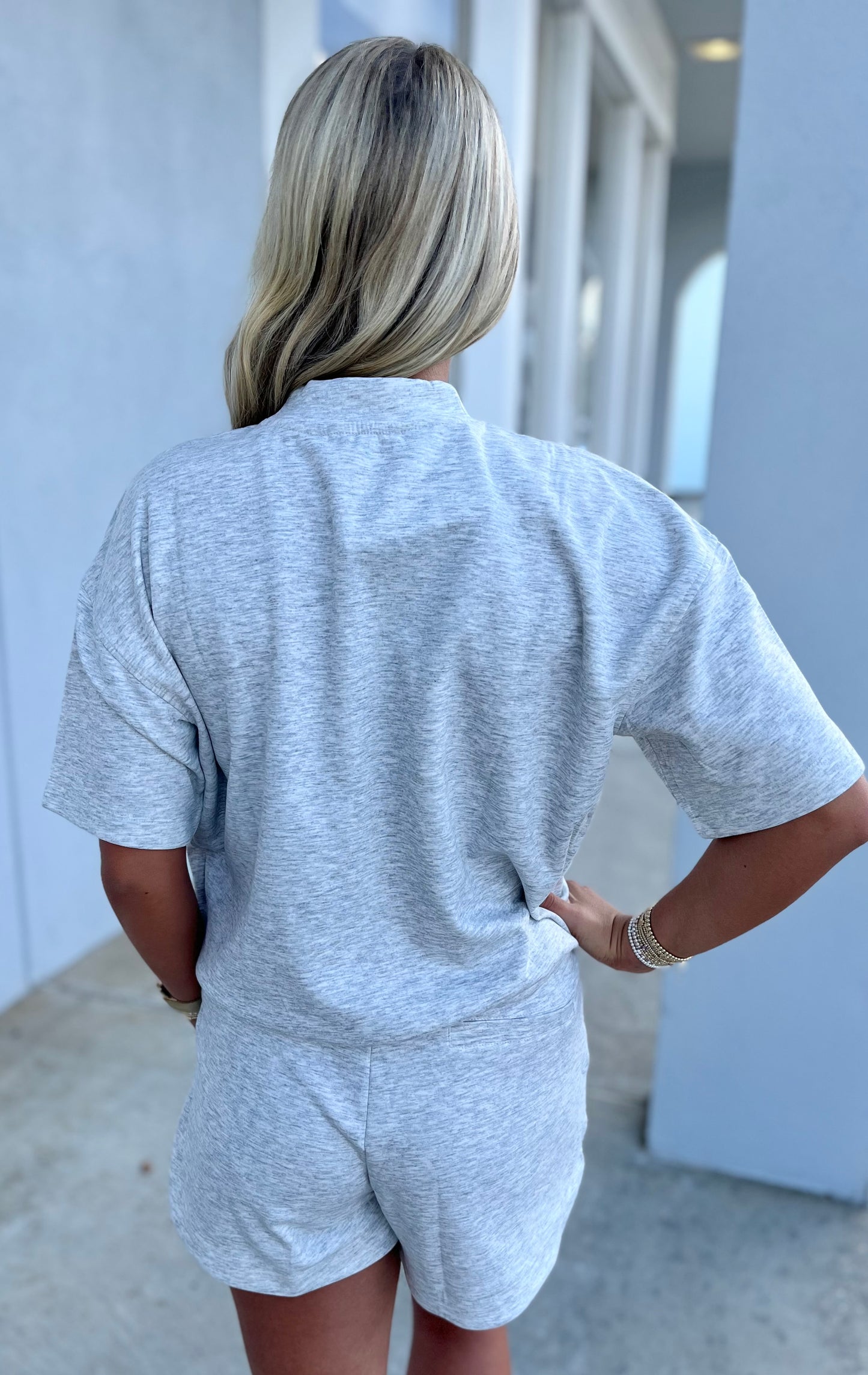 Scuba High Neck Top & Shorts SET, H Grey