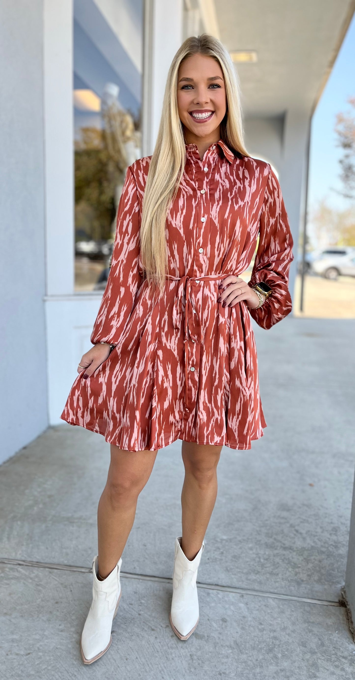 Printed Button Down Dress