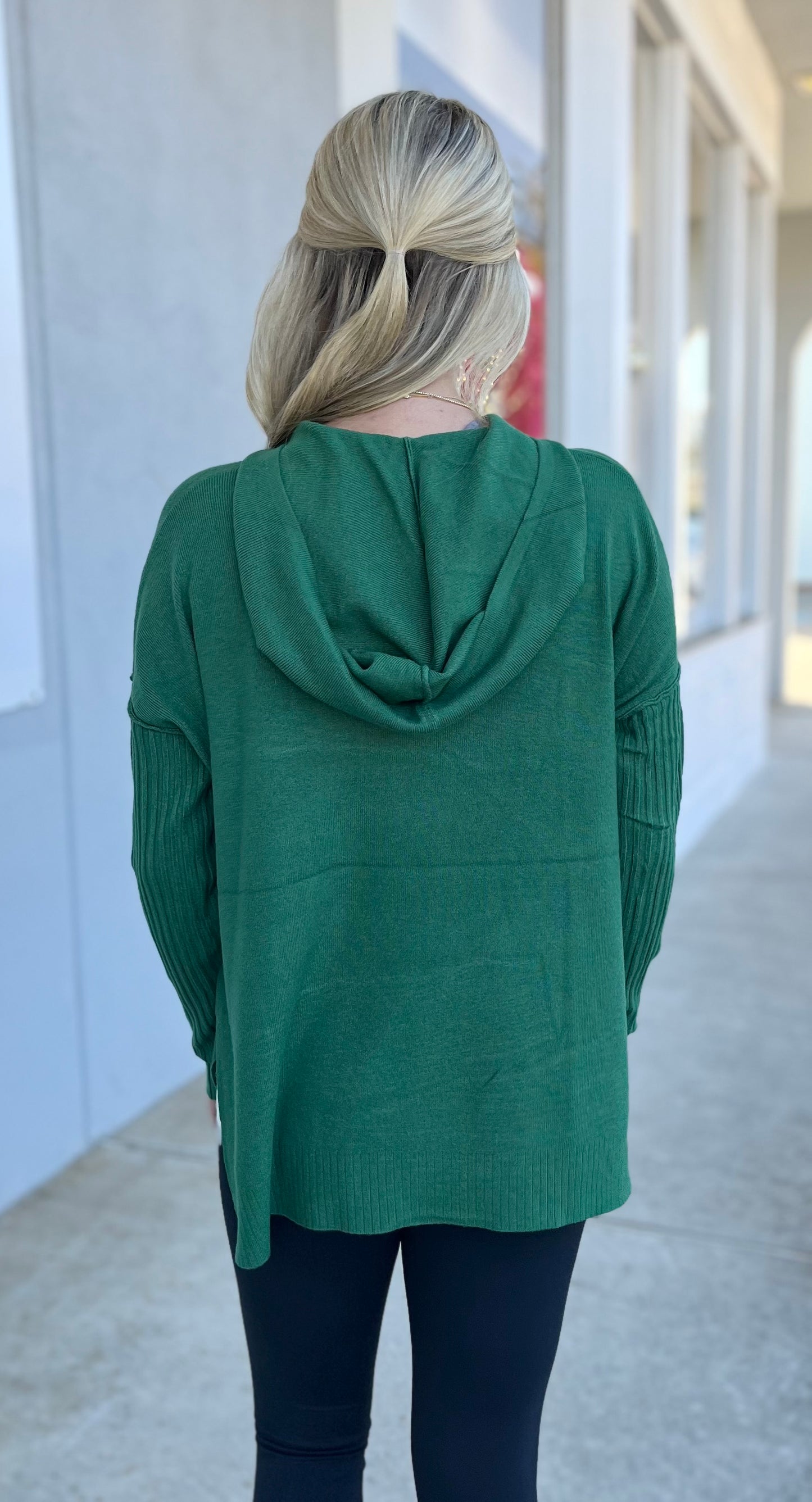 Drawstring Ribbed Hoodie