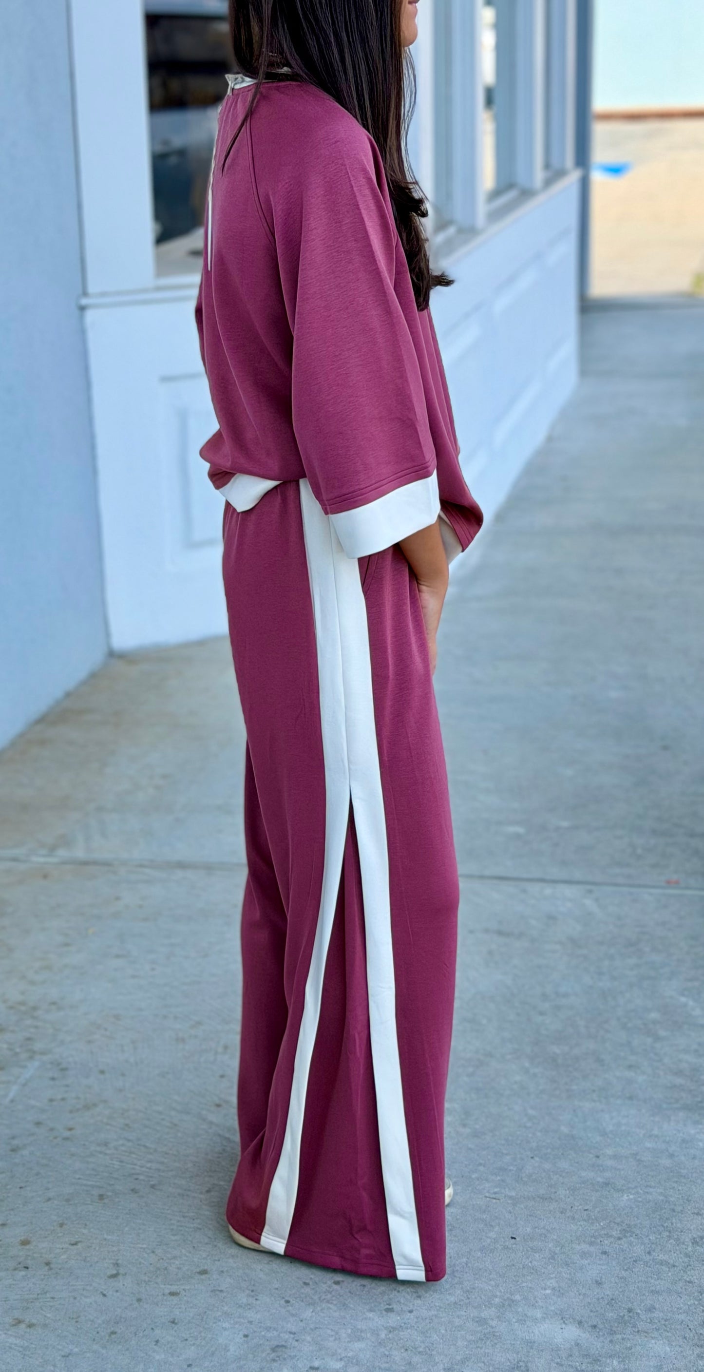 Marsala Side Stripe Colorblock Pants