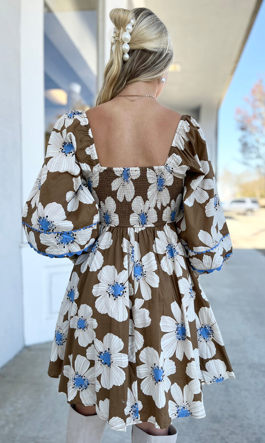 Camel Floral Dress